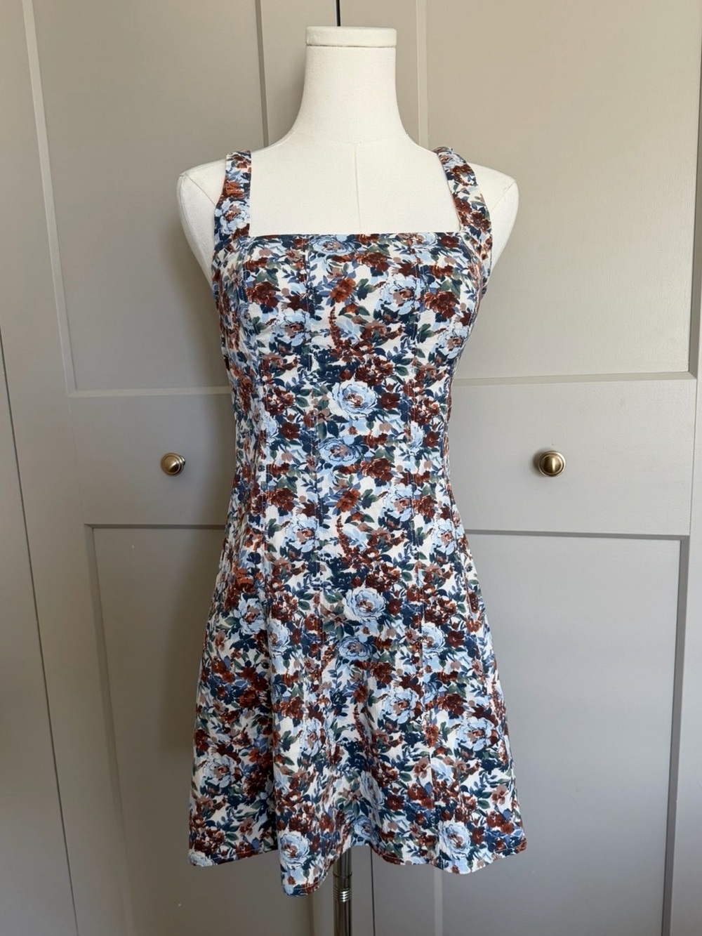 Abercrombie & Fitch Floral Square Neck Mini Dress XSP